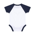 White-Navy - Back - Larkwood Baby Boys-Girls Essential Short Sleeve Baseball Bodysuit