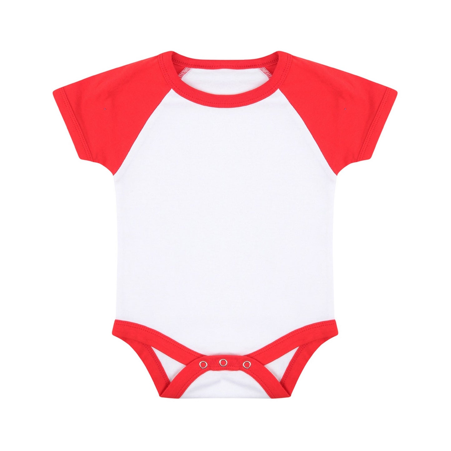 White-Red - Front - Larkwood Baby Boys-Girls Essential Short Sleeve Baseball Bodysuit