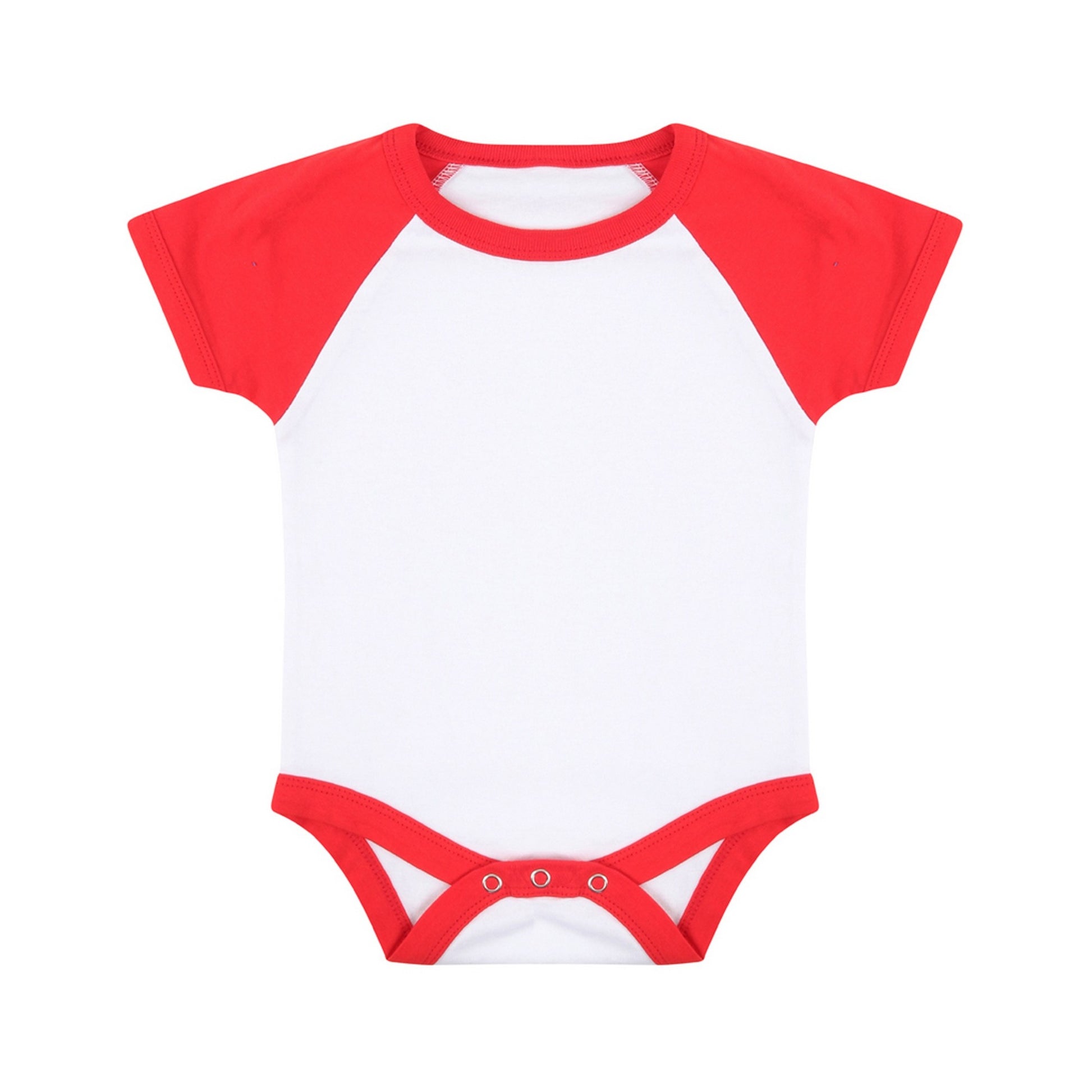 White-Red - Front - Larkwood Baby Boys-Girls Essential Short Sleeve Baseball Bodysuit