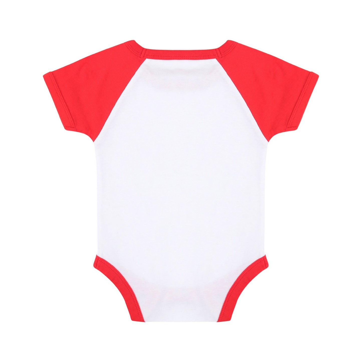 White-Red - Back - Larkwood Baby Boys-Girls Essential Short Sleeve Baseball Bodysuit