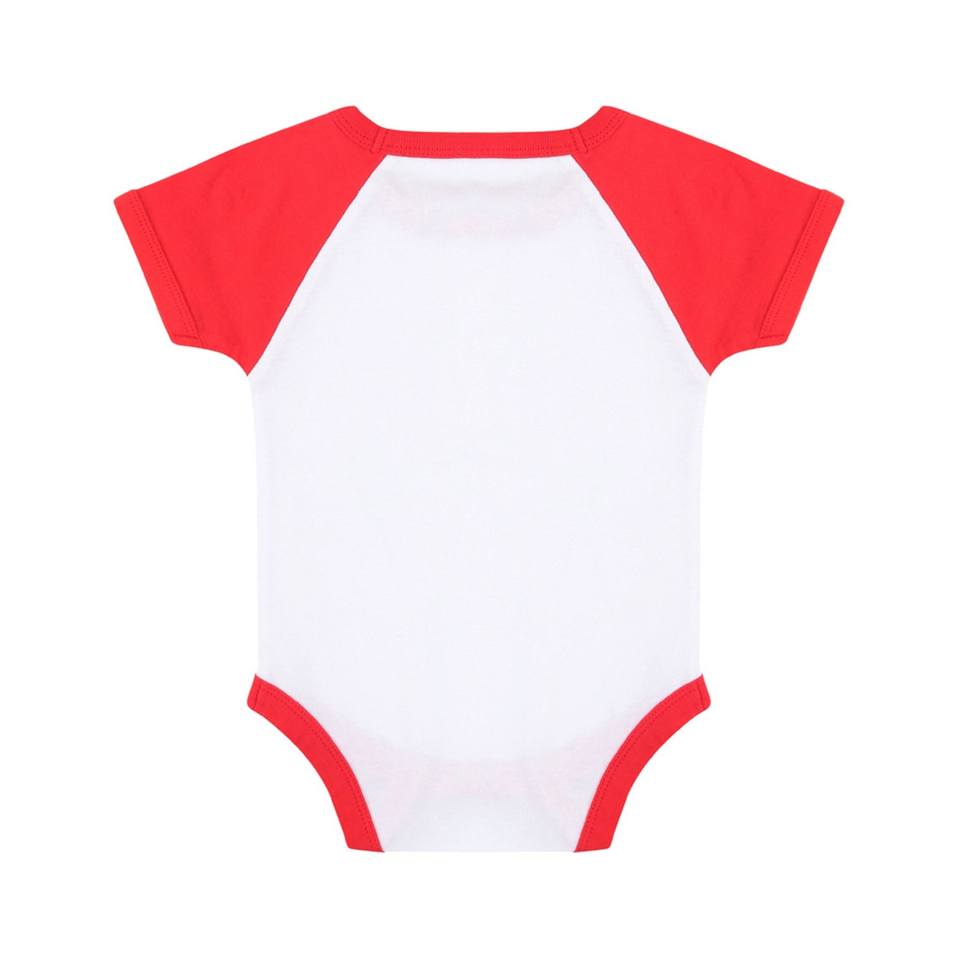 White-Red - Back - Larkwood Baby Boys-Girls Essential Short Sleeve Baseball Bodysuit