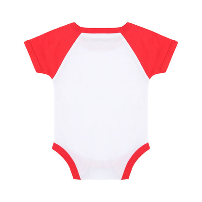 White-Red - Back - Larkwood Baby Boys-Girls Essential Short Sleeve Baseball Bodysuit