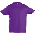 Dark Purple - Front - SOLS Kids Unisex Imperial Heavy Cotton Short Sleeve T-Shirt