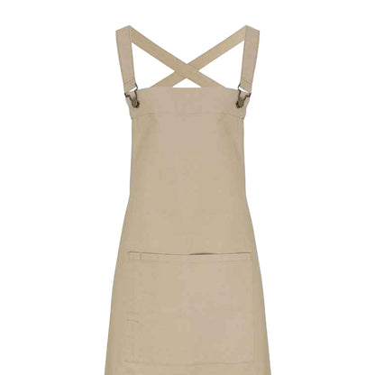 Khaki - Back - Premier Cross Back Barista Bib Apron