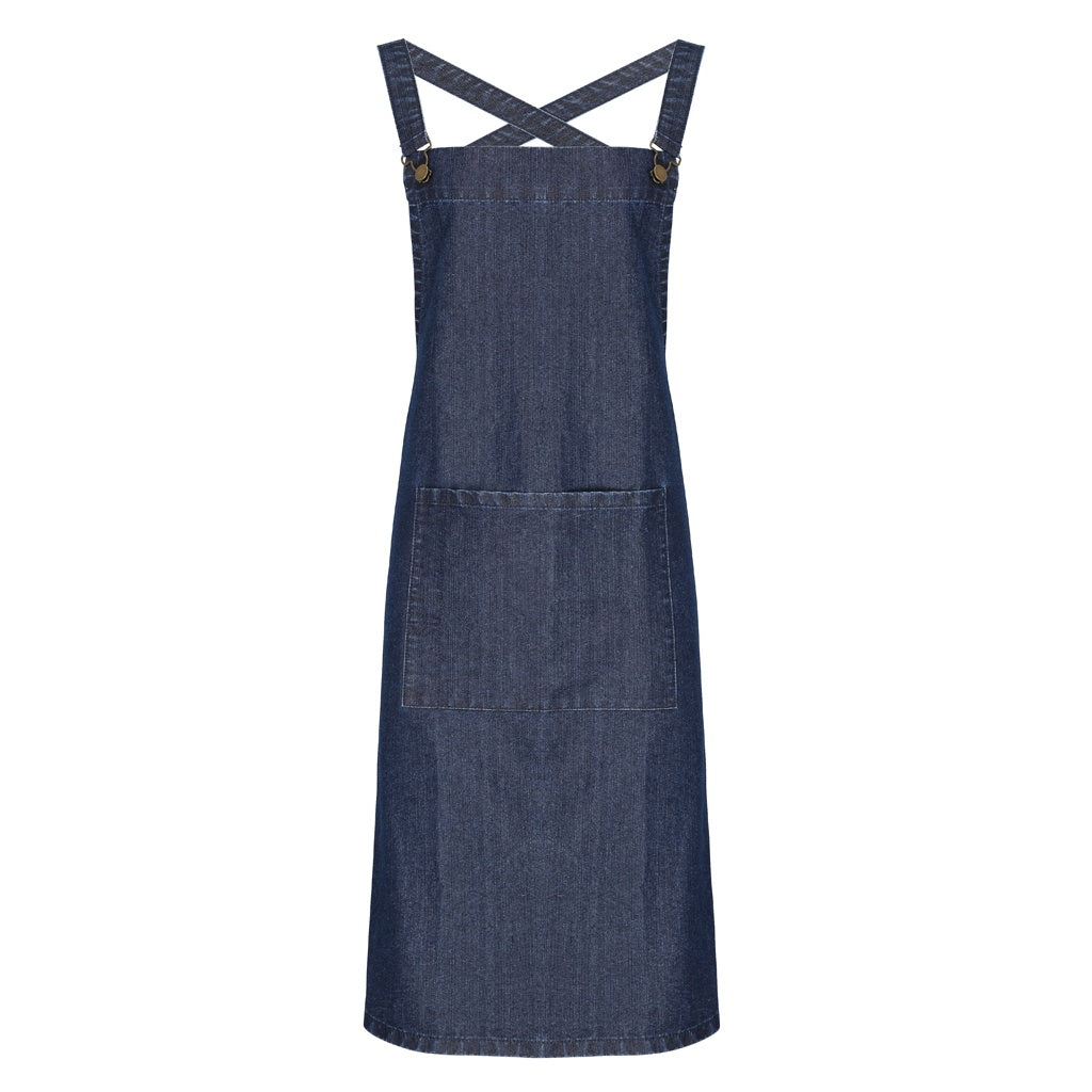 Indigo Denim - Front - Premier Cross Back Barista Bib Apron