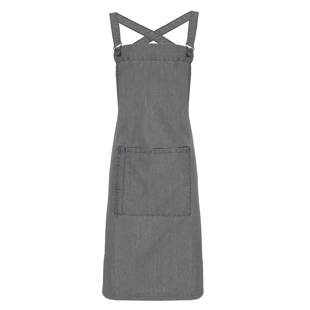 Grey Denim - Front - Premier Cross Back Barista Bib Apron