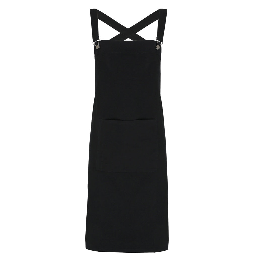 Black - Front - Premier Cross Back Barista Bib Apron