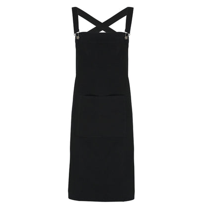 Black - Front - Premier Cross Back Barista Bib Apron