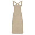 Khaki - Front - Premier Cross Back Barista Bib Apron