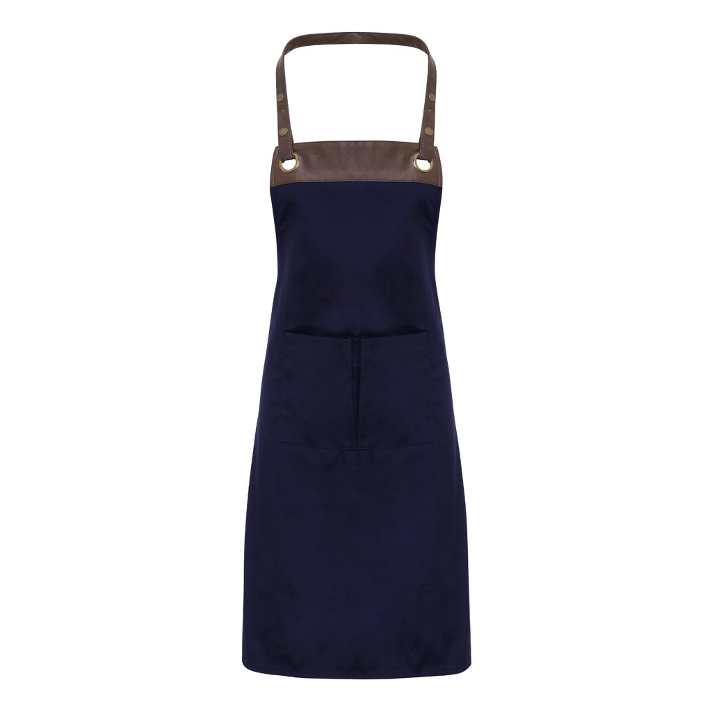 Navy-Brown - Front - Premier Espresso Bib Apron