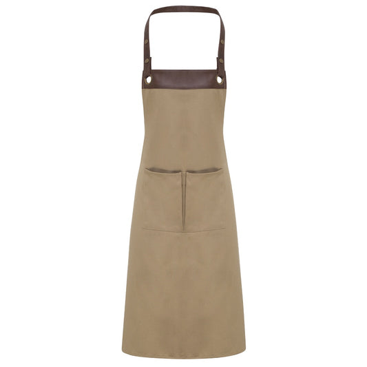 Khaki-Brown Denim - Front - Premier Espresso Bib Apron