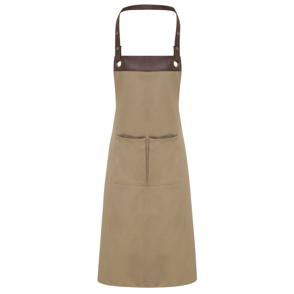 Khaki-Brown Denim - Front - Premier Espresso Bib Apron