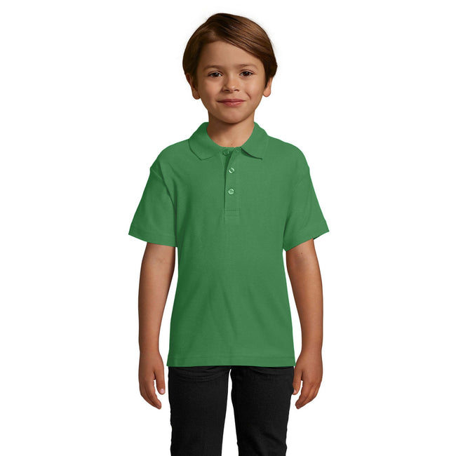 Kelly Green - Side - SOLS Kids Unisex Summer II Pique Polo Shirt