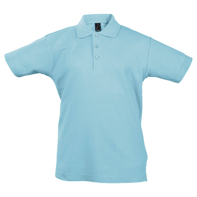 Sky Blue - Front - SOLS Kids Unisex Summer II Pique Polo Shirt