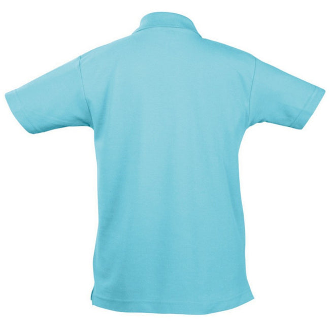 Sky Blue - Back - SOLS Kids Unisex Summer II Pique Polo Shirt