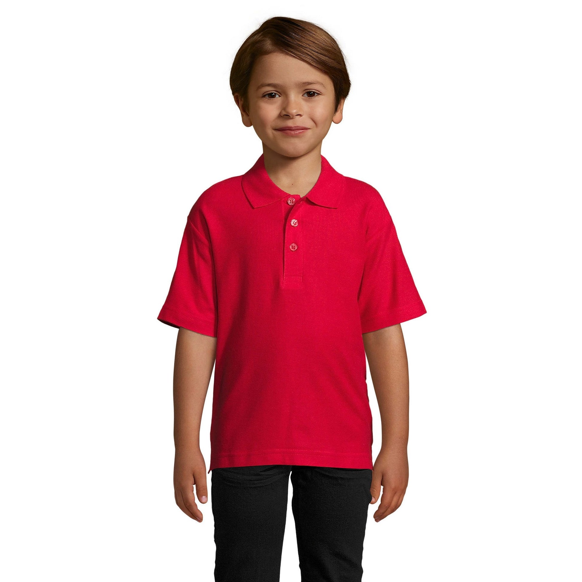 Red - Back - SOLS Kids Unisex Summer II Pique Polo Shirt