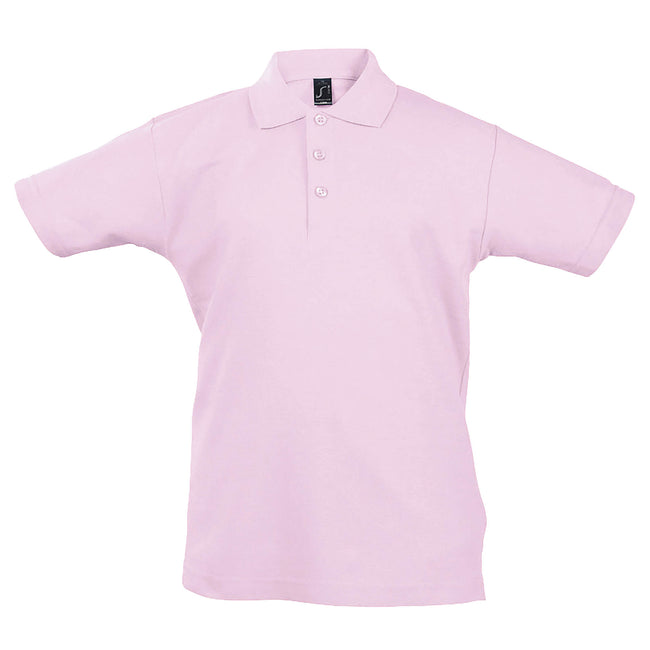 Pink - Front - SOLS Kids Unisex Summer II Pique Polo Shirt