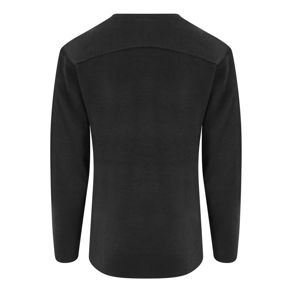 Black - Back - PRO RTX Mens Pro Acrylic V Neck Sweater