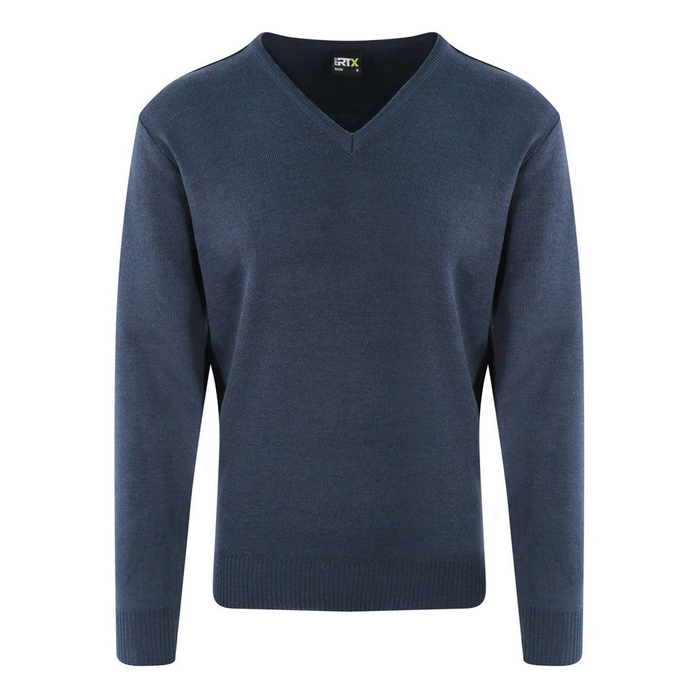 Navy - Front - PRO RTX Mens Pro Acrylic V Neck Sweater