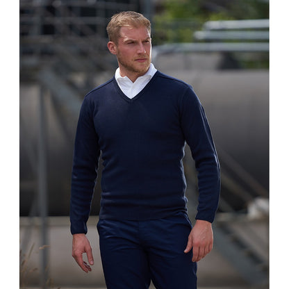 Navy - Side - PRO RTX Mens Pro Acrylic V Neck Sweater