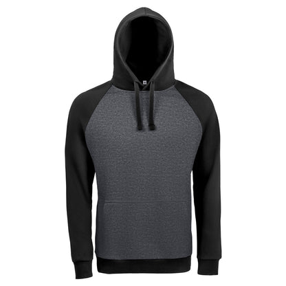 Charcoal Marl-Black - Front - SOLS Unisex Seattle Contrast Raglan Hoodie