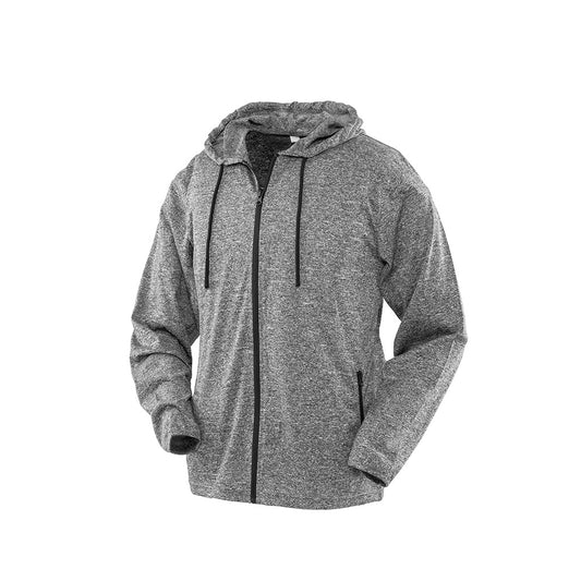 Marl Grey - Front - Spiro Ladies Hooded T-Shirt Jacket