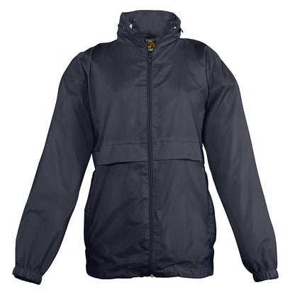 Navy - Front - SOLS Kids Unisex Surf Windbreaker Jacket (Water Resistant And Windproof)