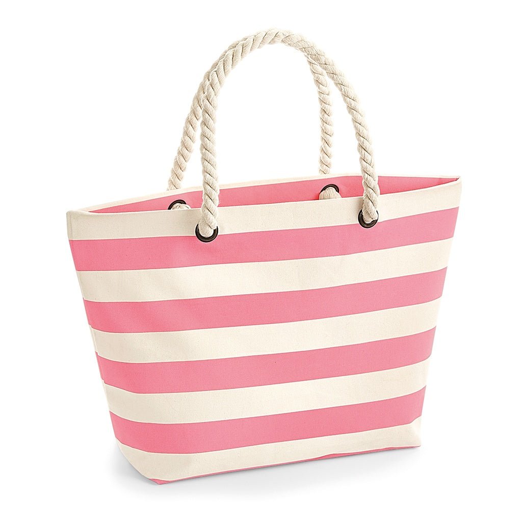 Natural-Pink - Front - Westford Mill Nautical Beach Bag