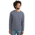 Navy-White - Front - One By Mantis Unisex Adults Long Sleeve Breton Stripe T-Shirt