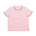 Soft Pink-Navy - Front - Mantis Womens-Ladies The Tipped Polo Shirt