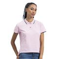Soft Pink-Navy - Back - Mantis Womens-Ladies The Tipped Polo Shirt