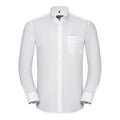 White - Front - Russell Collection Mens Tailored Long Sleeve Oxford Shirt