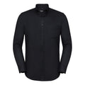Black - Front - Russell Collection Mens Tailored Long Sleeve Oxford Shirt