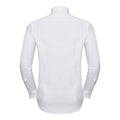 White-Silver - Back - Russell Collection Mens Long Sleeve Contrast Herringbone Shirt