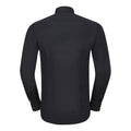 Black-Oxford Grey - Back - Russell Collection Mens Long Sleeve Contrast Ultimate Stretch Shirt