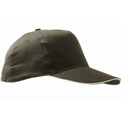 Army-Beige - Front - SOLS Unisex Sunny 5 Panel Baseball Cap