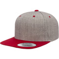 Heather Grey-Maroon - Front - Flexfit Unisex Two Tone Classic Snapback Cap