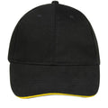 Black-Yellow - Back - SOLS Unisex Buffalo 6 Panel Baseball Cap