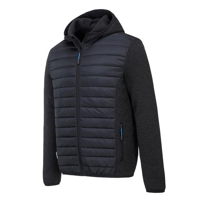 Grey Marl-Black - Side - Portwest Adults Unisex KX3 Baffle Padded Jacket