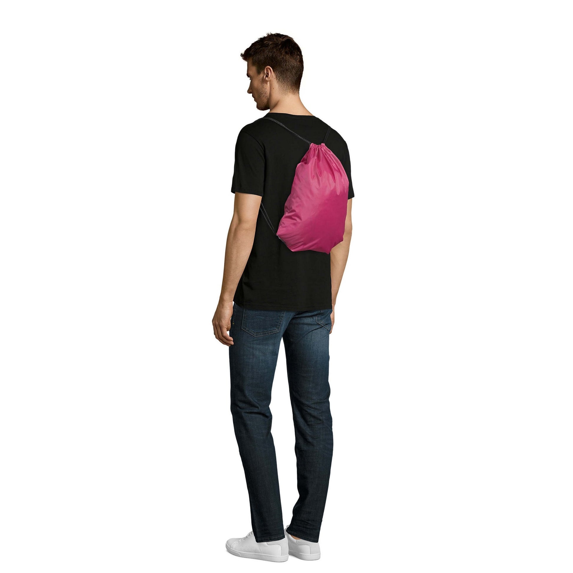 Pink - Back - SOLS Urban Gymsac Drawstring Bag
