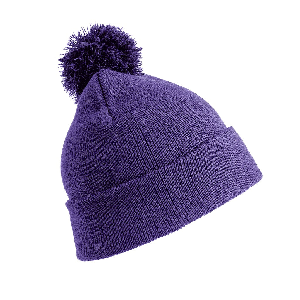 Purple - Front - Result Childrens-Kids Pom Pom Beanie