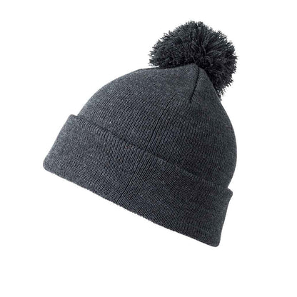 Grey - Back - Result Childrens-Kids Pom Pom Beanie