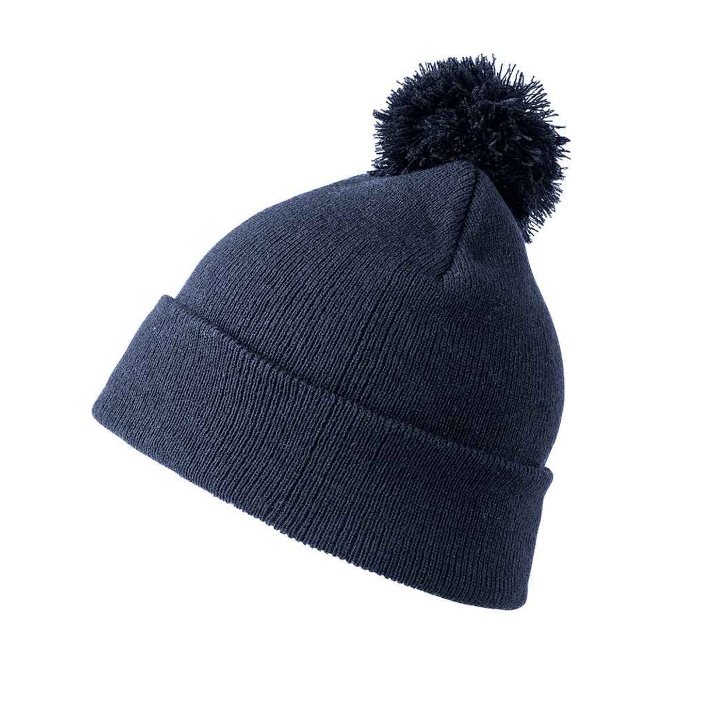 Navy - Back - Result Childrens-Kids Pom Pom Beanie