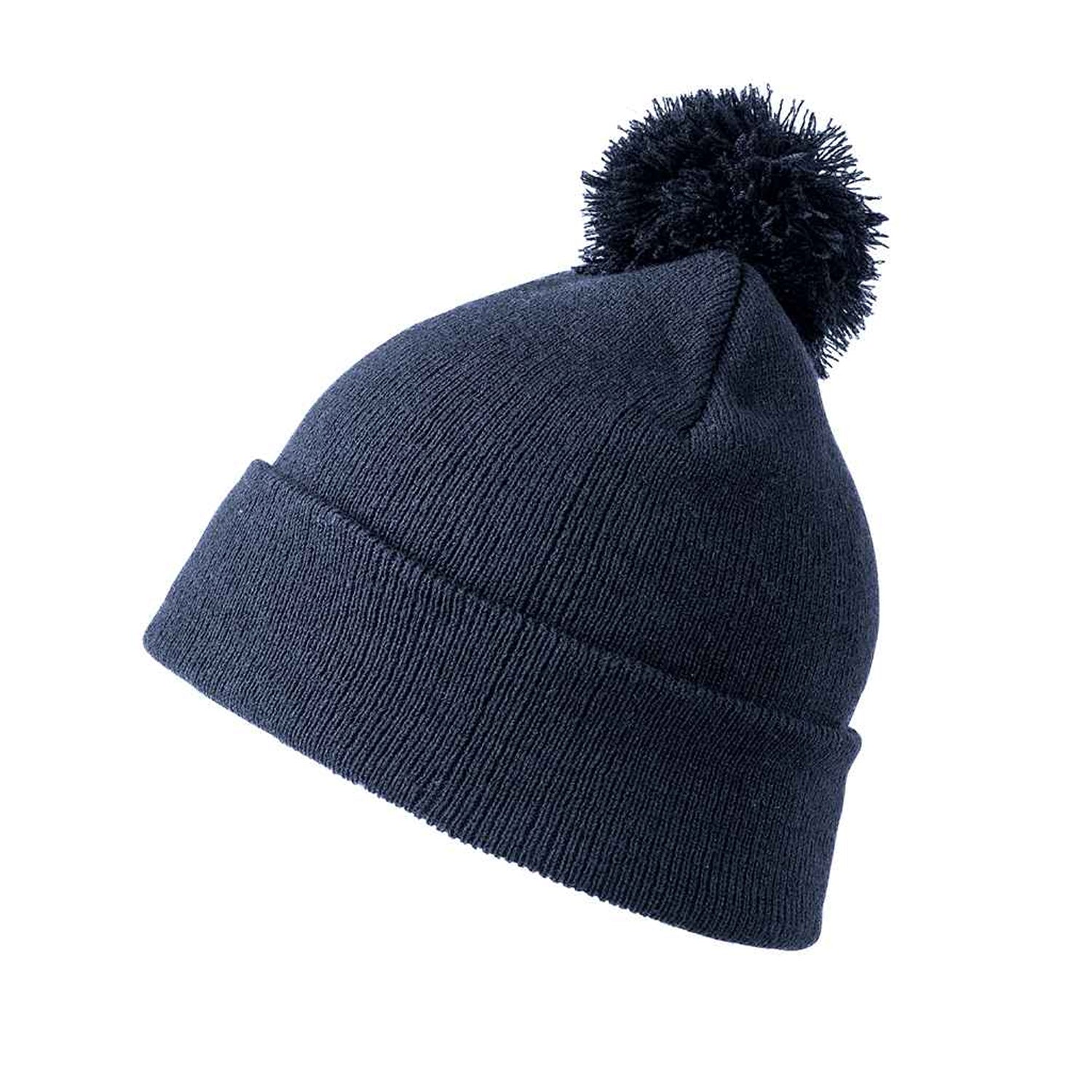 Navy - Back - Result Childrens-Kids Pom Pom Beanie
