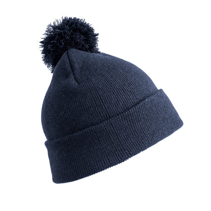 Navy - Front - Result Childrens-Kids Pom Pom Beanie