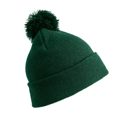 Bottle Green - Front - Result Childrens-Kids Pom Pom Beanie