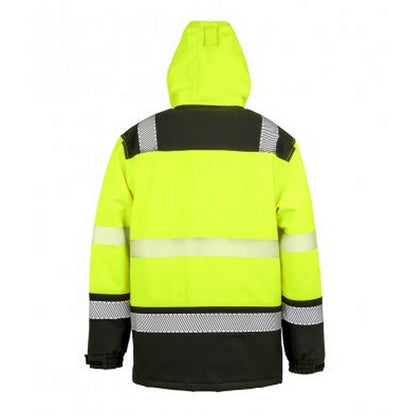 Fluorescent Yellow-Black - Back - Result Adults Unisex Safe-Guard Safety Soft Shell Jacket