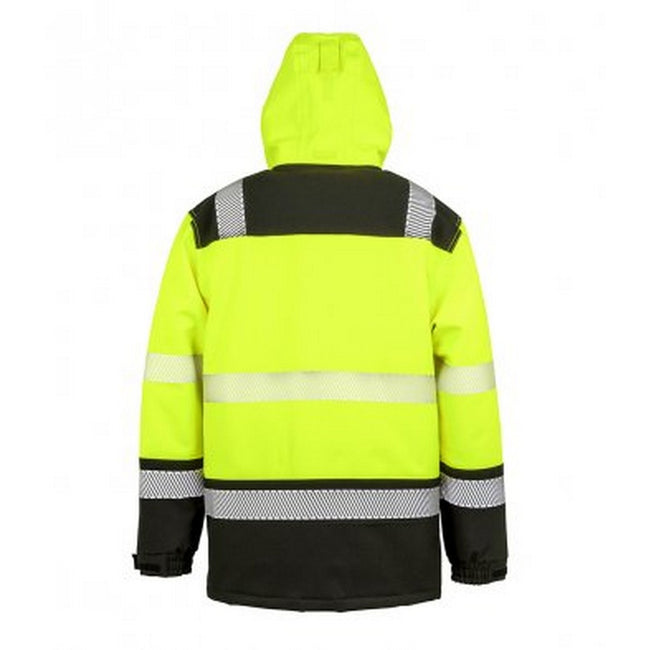 Fluorescent Yellow-Black - Back - Result Adults Unisex Safe-Guard Safety Soft Shell Jacket