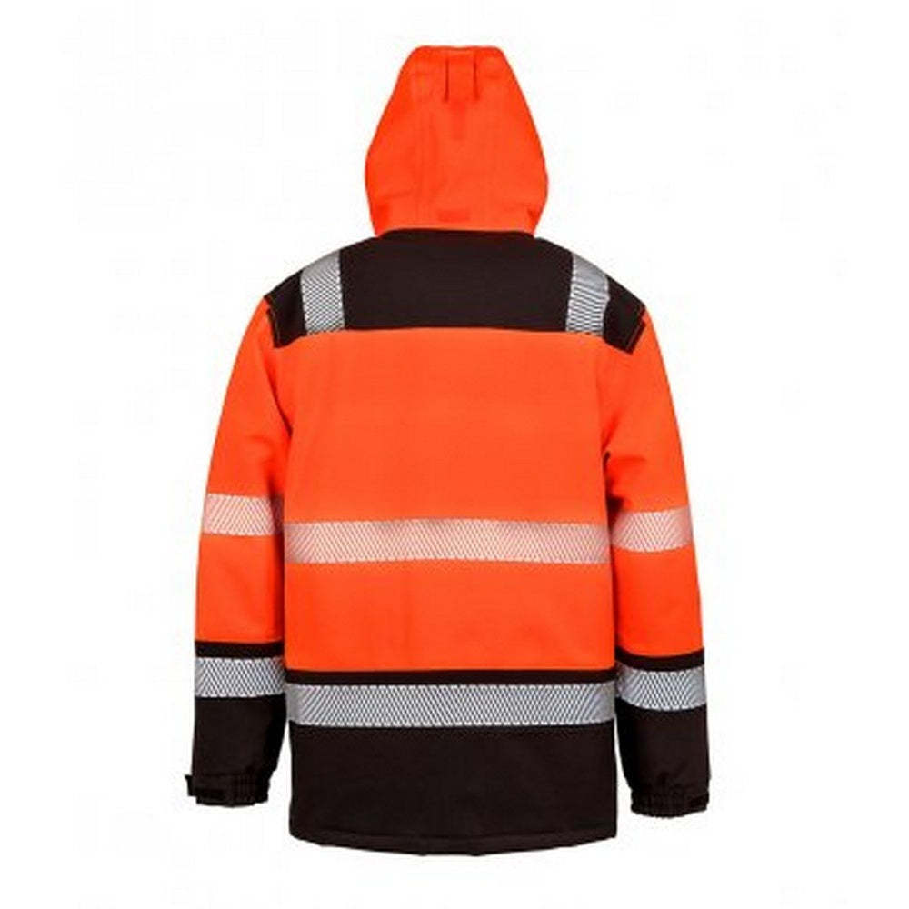 Fluorescent Orange-Black - Back - Result Adults Unisex Safe-Guard Safety Soft Shell Jacket