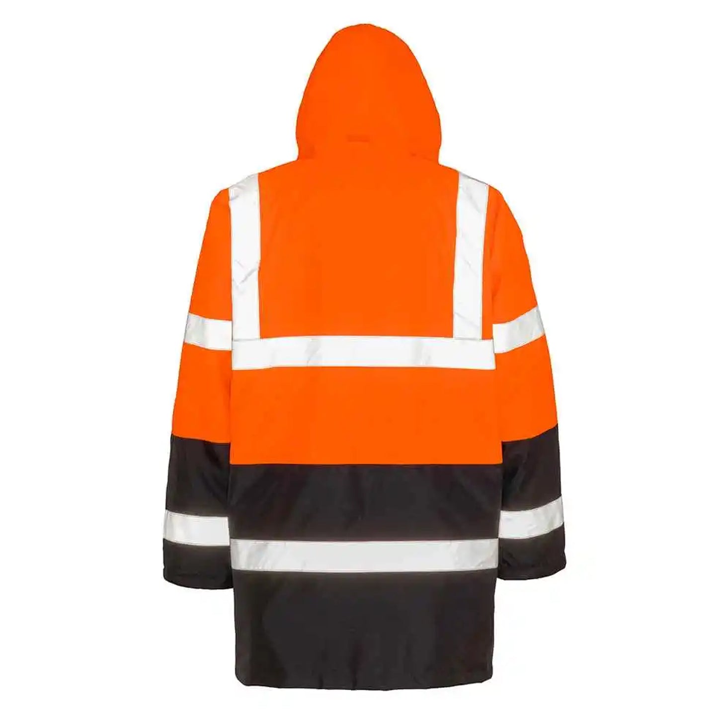 Fluorescent Orange-Black - Back - Result Adults Unisex Core Motorway Two Tone Safety Jacket